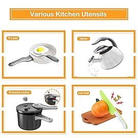 100Pcs Kitchen Playset, Kids Pretend Cooking Play Pots, Pans, Utensils, Cookware, Toy Food Fruits Veggies, with 2 Large Apple - Shaped Storage, Toddler Cooking Learning Gift (White)