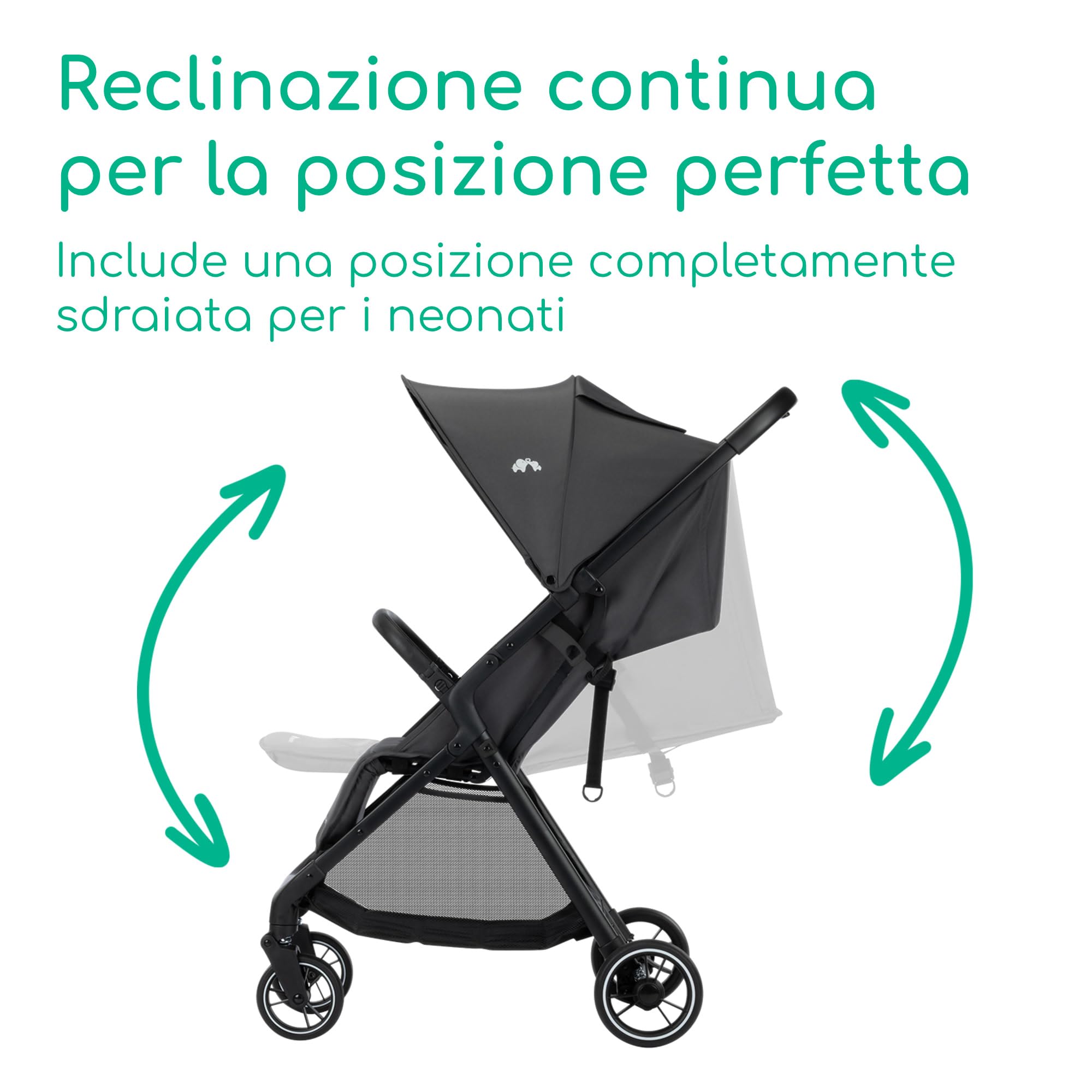 Bebeconfort Azur Duo 2in1 + Seggiolino i-Size, Mineral Graphite | 0-3 anni (15 kg), Passeggino Compatto, Reclinabile Fino a Posizione Sdraiata, Chiusura Automatica a Una Mano