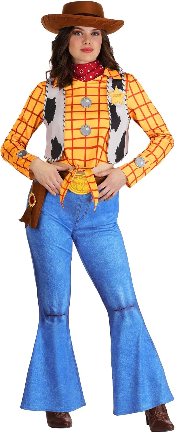 Disney Pixar Premium Toy Story Woody Costume for Women - Adult Sheriff Outfit & Accessories - Officially Licensed