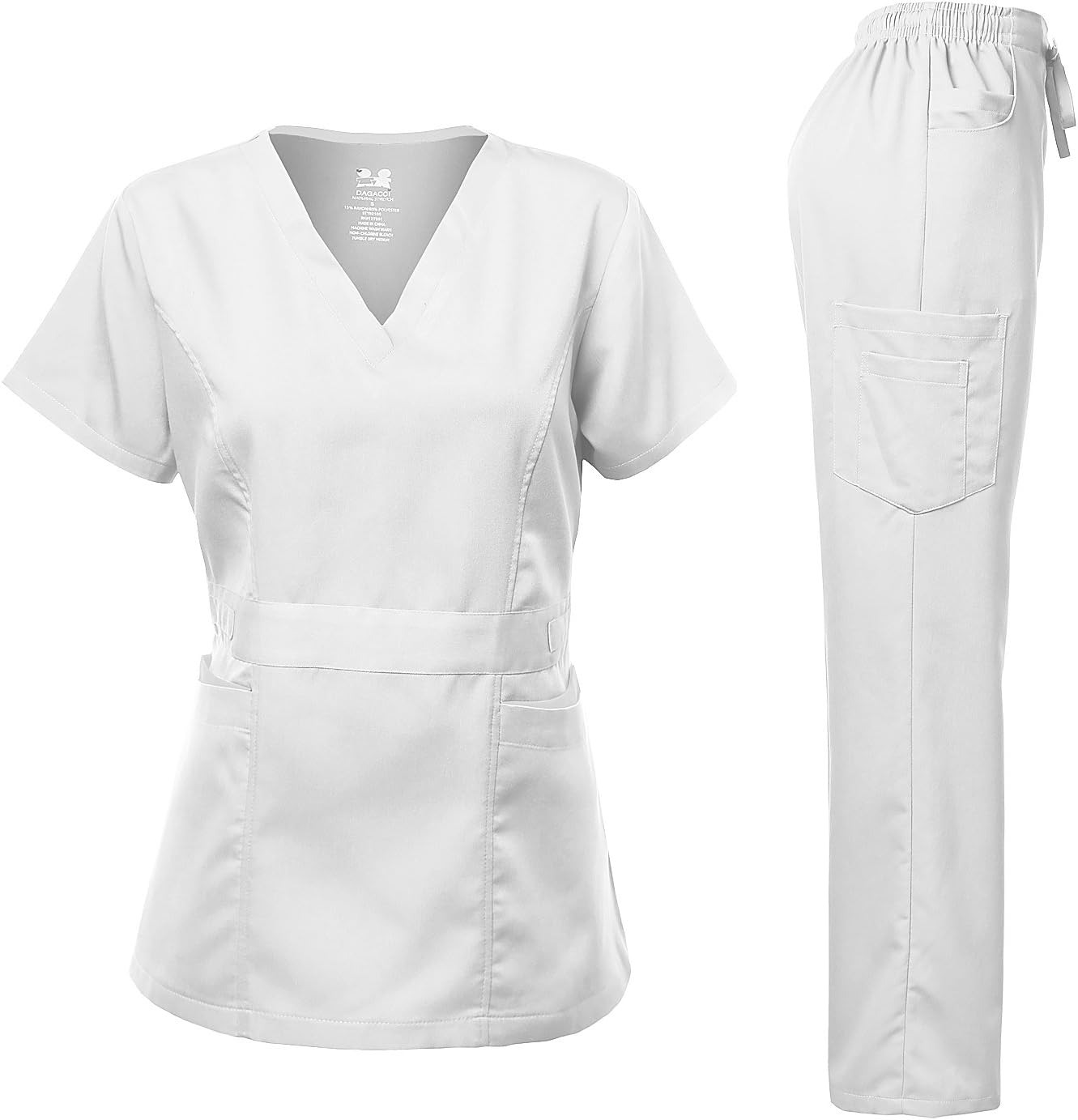 Dagacci Medical Uniform Women's Scrubs Set Stretch Ultra Soft Contrast Pocket