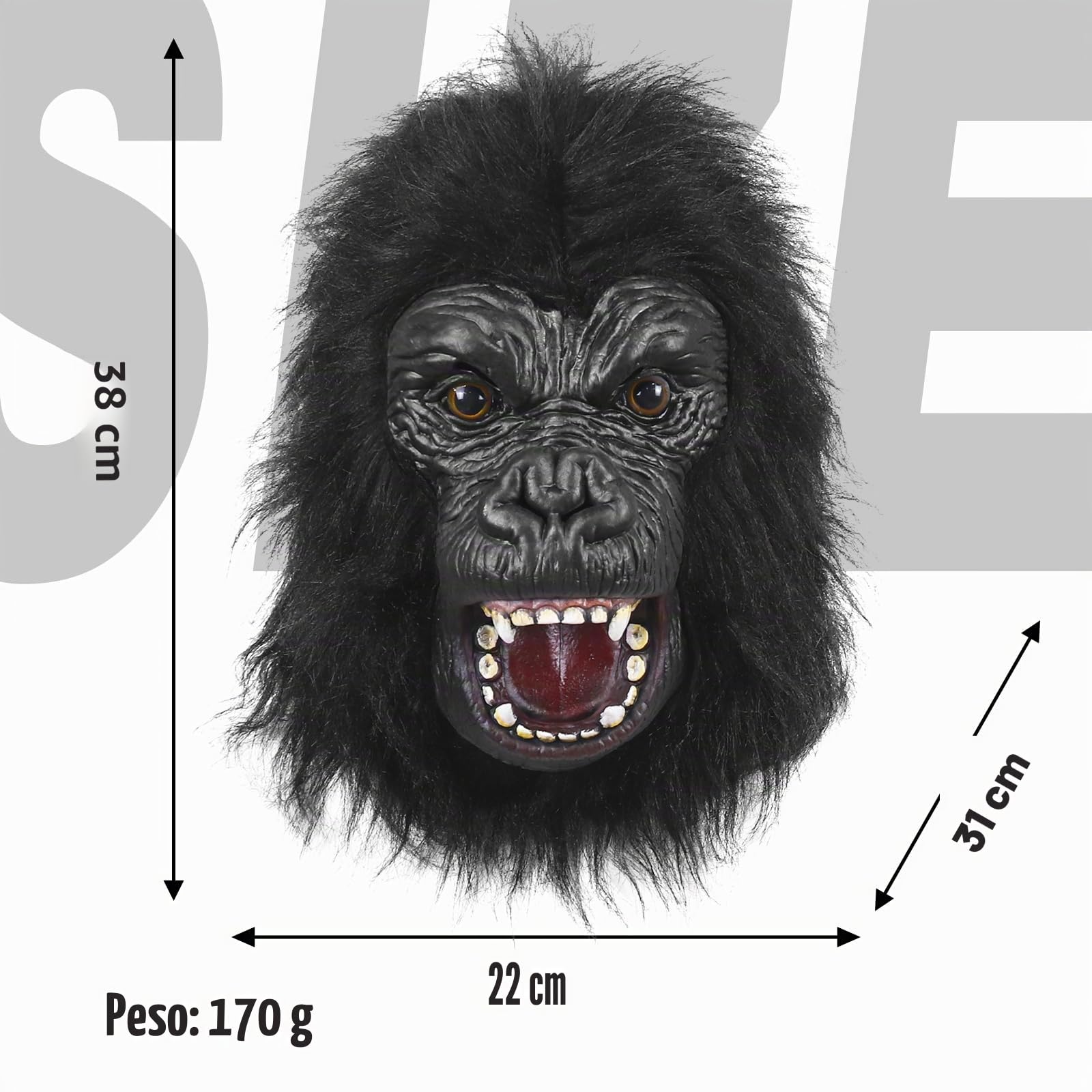 Shark Chili Gorilla Mascarillas Divertidas Máscara de Cabeza de Mono de Látex Fiesta Festivales Halloween Disfraces y Disfraces - Piel Realista - Novedad, Loco, Divertido