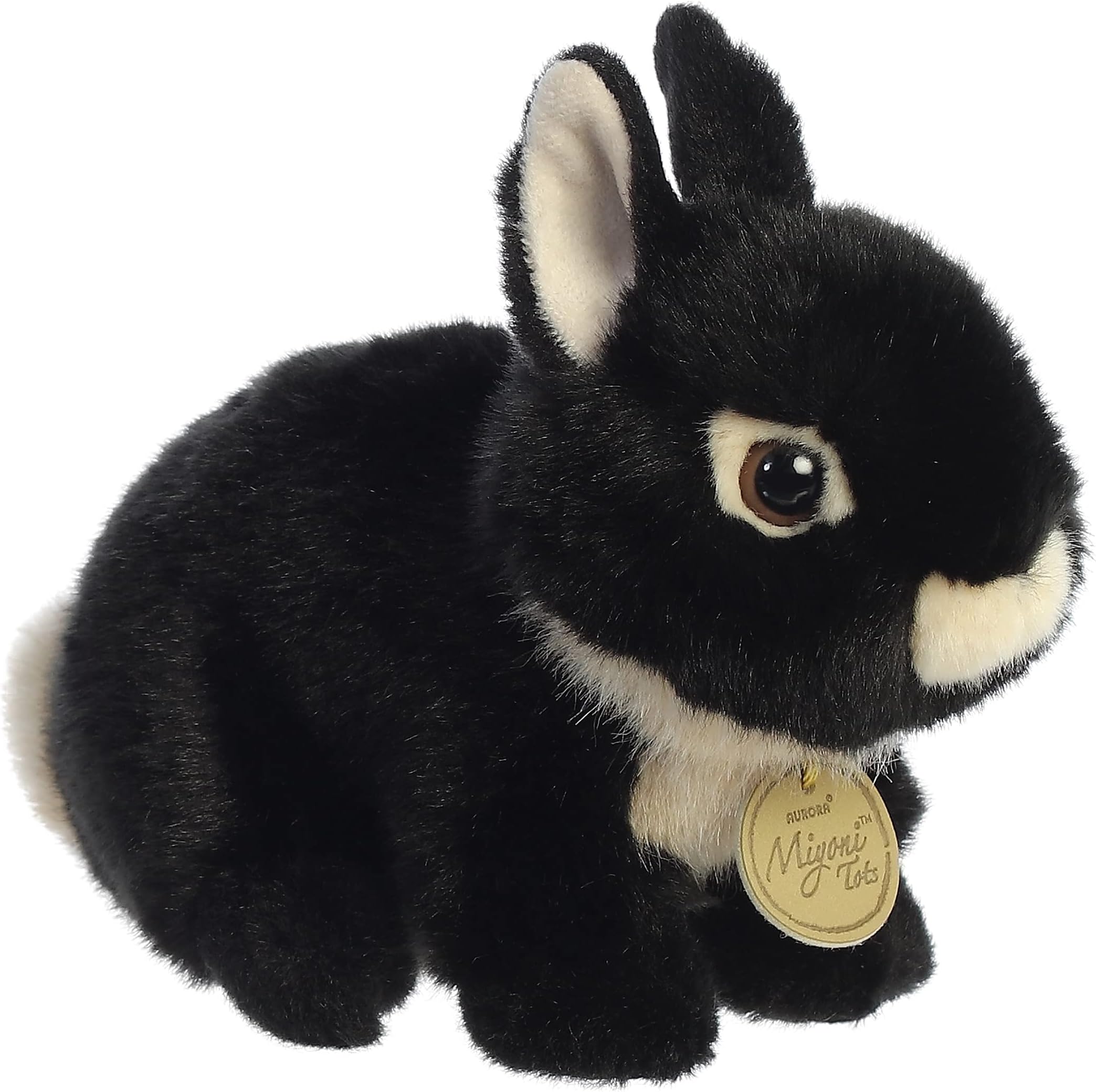 Adorable Miyoni® Tots Netherland Dwarf Bunny Stuffed Animal - Lifelike Details Make a Cherished Companion - Perfect for Decorating Bedrooms or Classrooms - Black 7.5 Inches