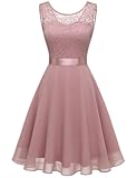 Women&apos;s Short Homecoming Dresses for Teens Sleeveless Flowy A Line Wedding Guest Lace Formal Dress
