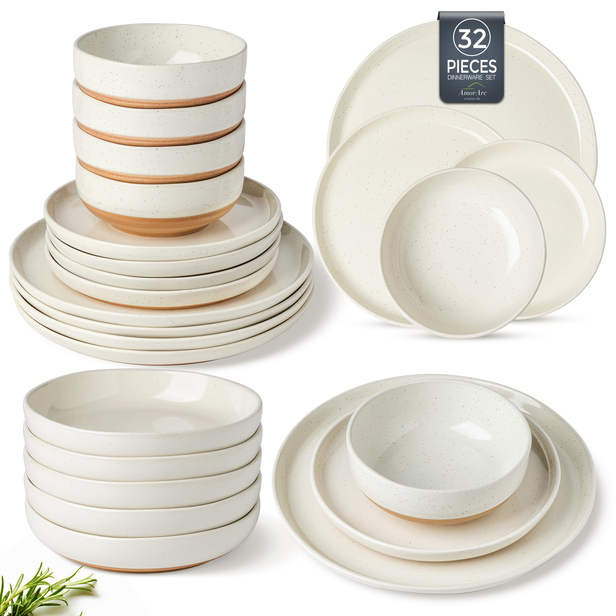 Amazon.com | AmorArc Ceramic Dinnerware Sets with Pasta Bowls for