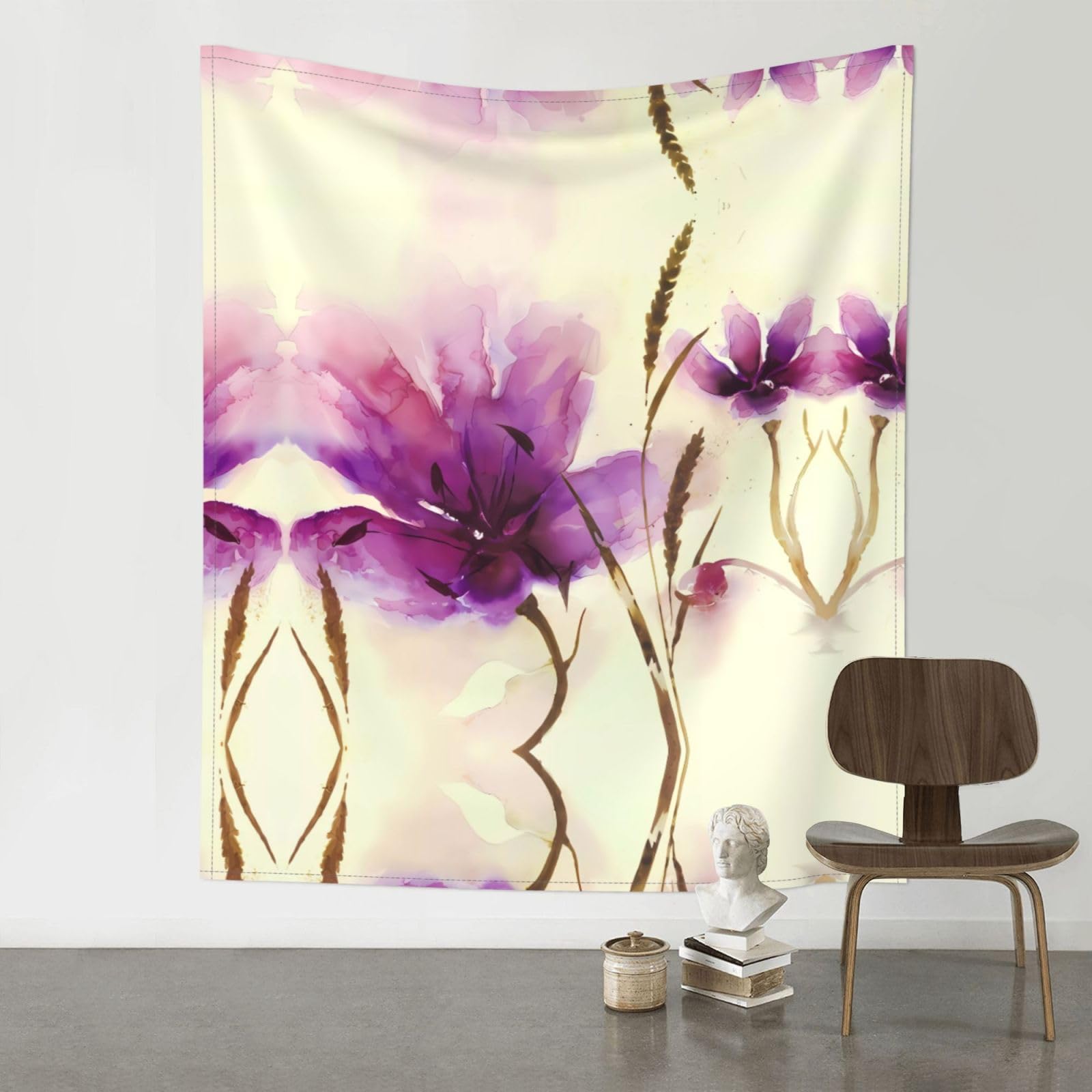 YYHHAOFA Watercolor Flower Prints 60x51in Wall Tapestry Boho Chic Dorm Decor & Beach Throw Blanket