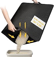 Vista 13 de Tapete para Arena de Gatos-30"X24" Tapete Grande para Caja de Arena Atrapante para Gatitos EVA Diseño de Panal de Doble Capa, A Prueba de Orina e