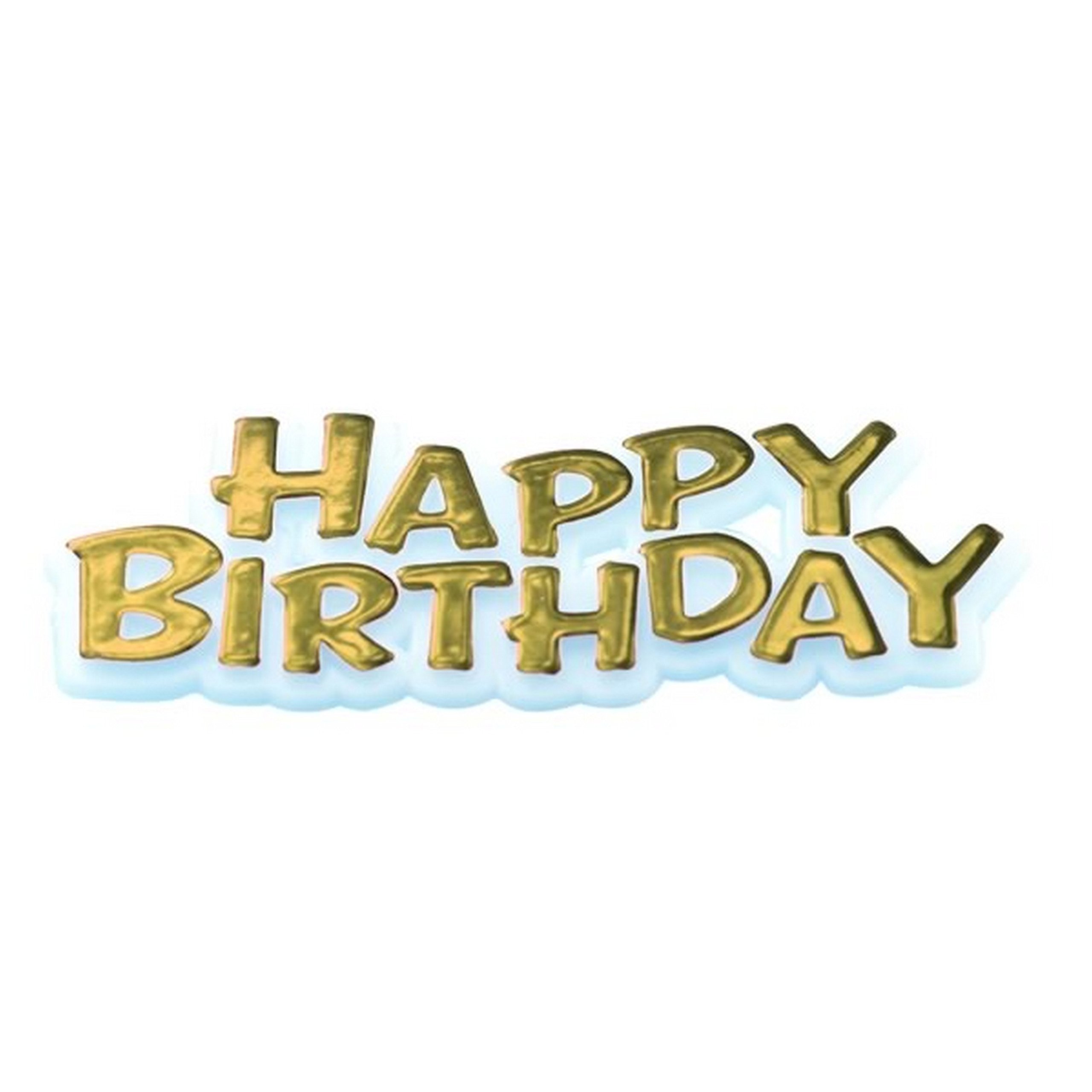 Anniversary House Happy Birthday Motto Cake Topper Gold