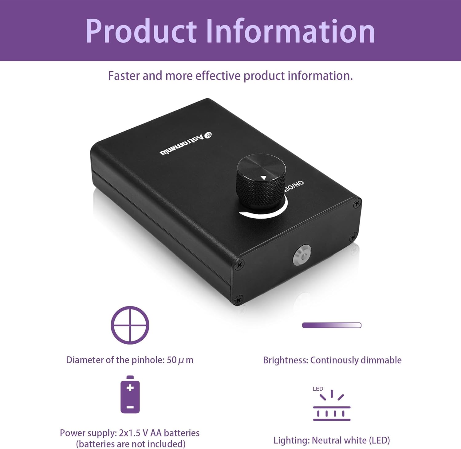 Astromania Artificial Star Dimmable for Telescope Tests and Collimation - Provides Perfect Adjustment of Your Telescope and Offers Also a Quick Testing Possibility