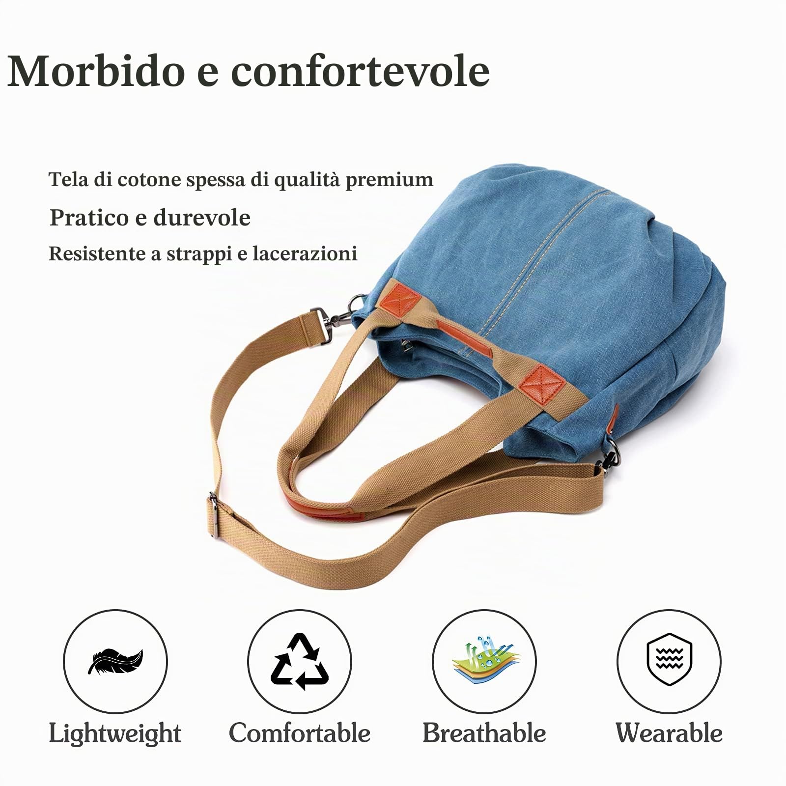 FANDARE Tela Borsa Tracolla Spalla Tote Donna Borsa a Mano Messenger per Shopping Viaggio Partito Work Crossbody Bag Marrone