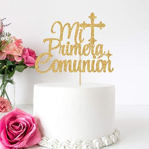 Miniatura 3 de Mi Primera Comunión - Decoración de pastel de primera comunión Dios bendiga a este niño baby shower boda bautizo decoración de fiesta de bautizo