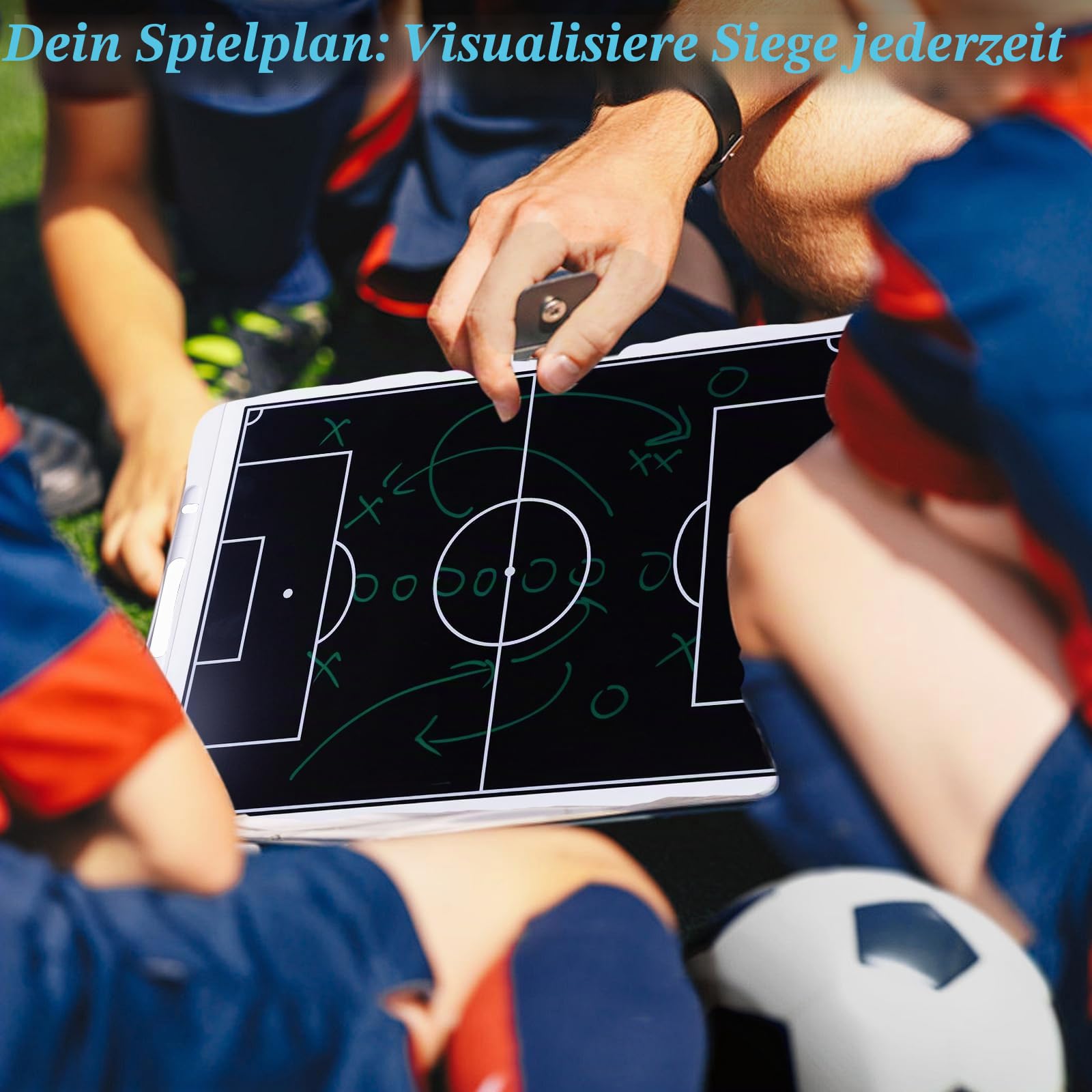 WodGod Magnetisches elektronisches Fußball-Trainingstafel, 40,6 cm (16 Zoll), LCD-Fußball-Strategiebrett mit Eingabestift, Taktikbrett, Trainingsausrüstung, Weiß