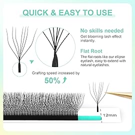 NAGARAKU W Shape Eyelash Extension 7D Cluster Premade Fans Eye Lashes Faux Mink Matte Black Easy Fanning False Eyelashes (0.07mm C curl 9mm)