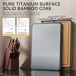 Mothers Day Cadeaux, Conseil de coupe de titane pour la cuisine, Double face Reversible Capping Board, Titanium & Conseil de coupe de bois de bambou pour la viande, les légumes et les fruits, facile à nettoyer (16×11)