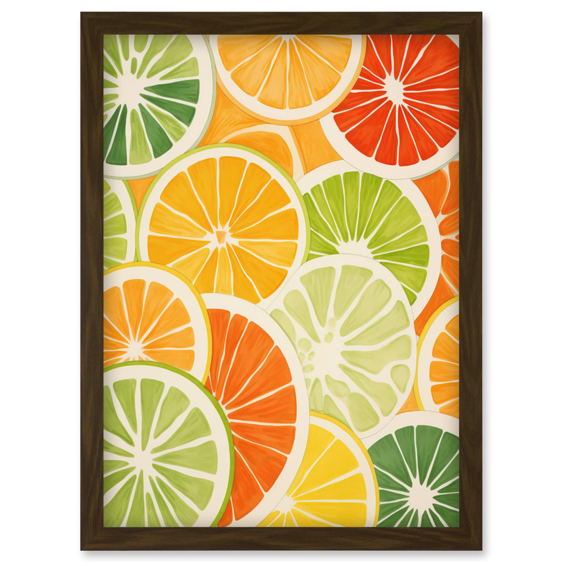 Artery8 Slices of Limes Oranges and Grapefruit Bright Watercolour Painting Kitchen Artwork Framed Wall Art Print A4