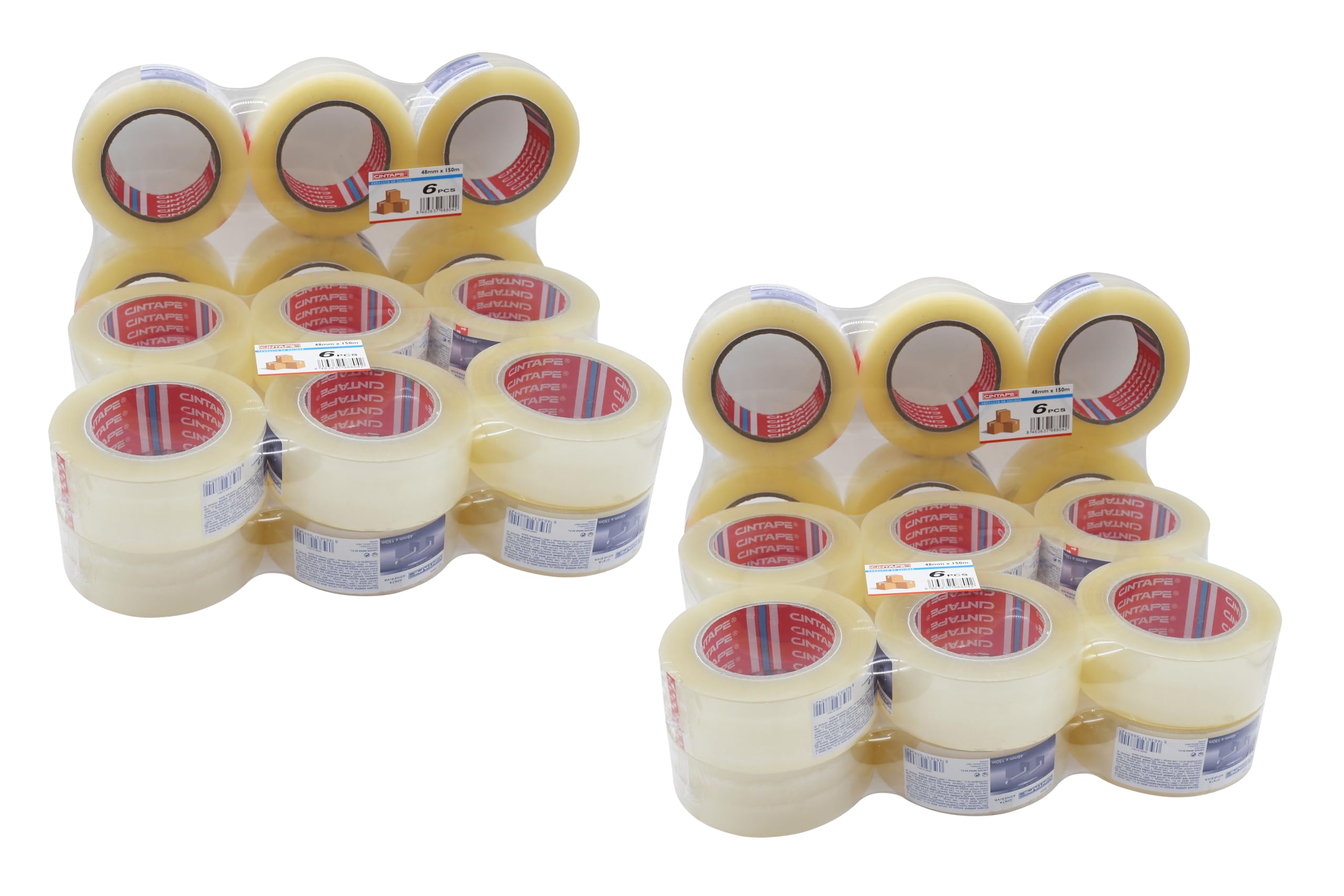 Cinta para Embalar Precinto Transparente 48mm×150m Paquete 36 Rollos Cinta de Embalaje extra Fuerte Cintas adhesivas para cajas