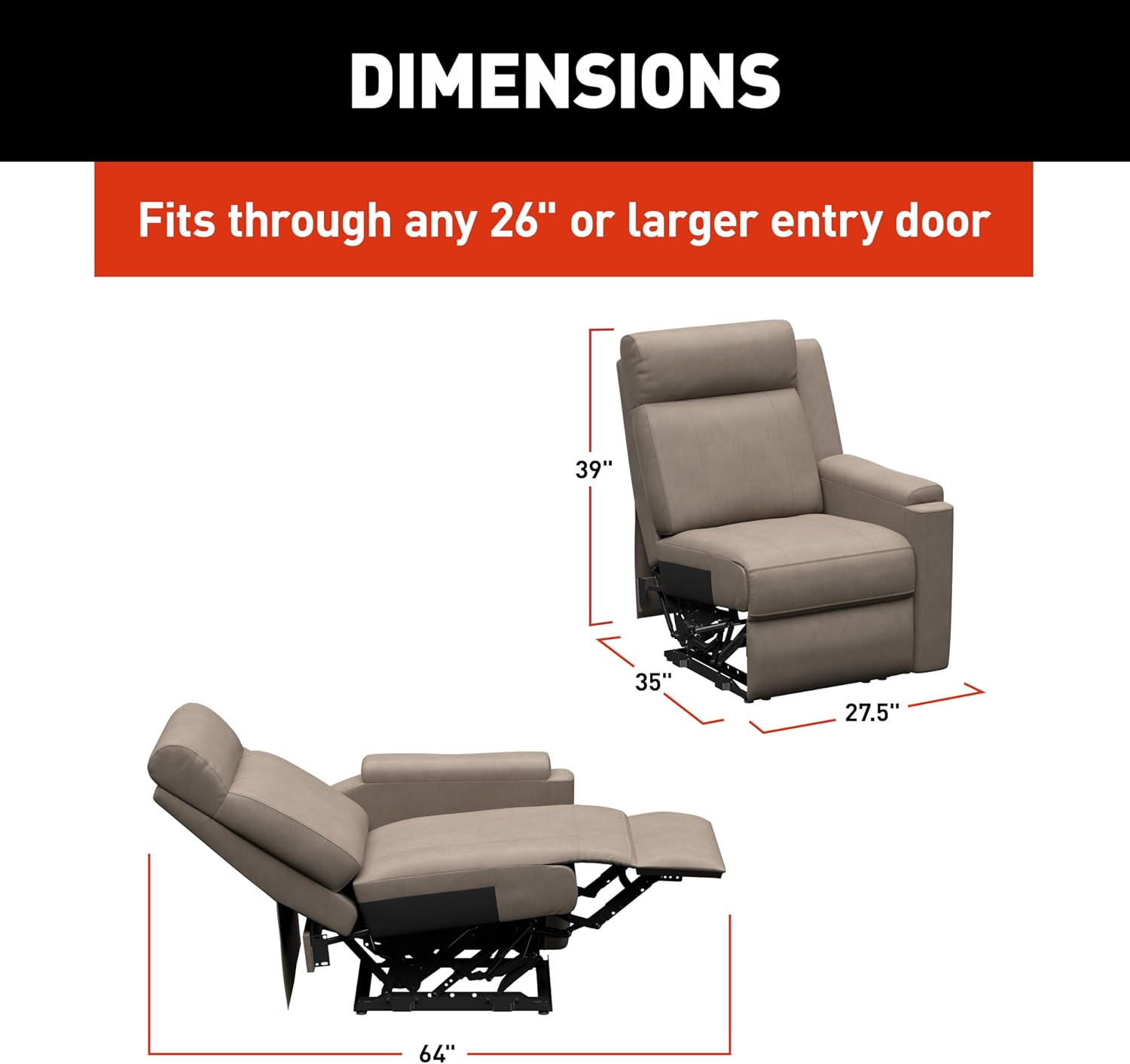 Thomas Payne Signature Heritage Series Driftwood RV Theater Seating Left Arm Recliner with Manual Recline, High-Density Foam Cushioning - 2024044097