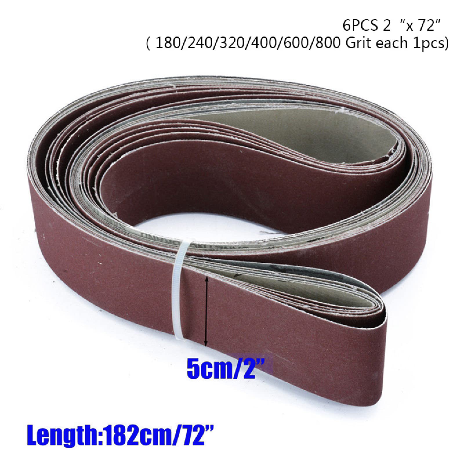 6 Pezzi 2 X 72 Nastro Abrasivo A Grana Fine Carta Vetrata Levigatrice Fascia Abrasiva 180, 240, 320, 400, 600, 800 Carta Vetrata A Grana
