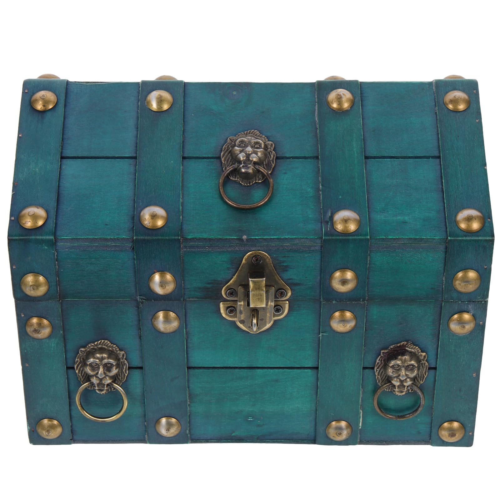 Boîte vintage en bois vert pour rangement bijoux et coffre à jouets