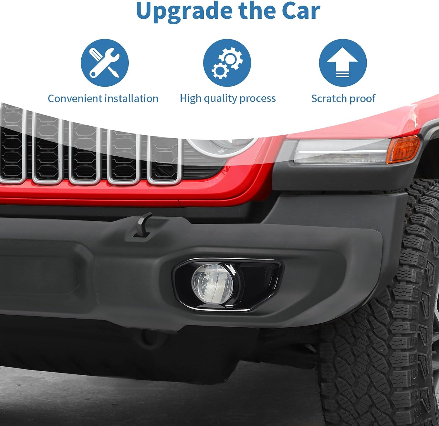 for Jeep JL Front Fog Light Cover Trim for Jeep Wrangler JL JLU 2018-Present for Gladiator JT 2020-Present Black Exterior Accessories 2pcs