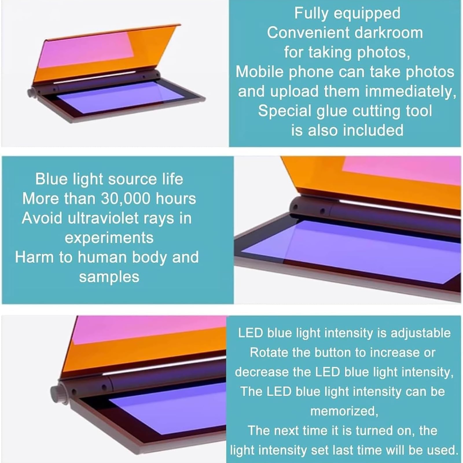 Transilluminatore a luce blu per imaging gel, LED integrato, lunghezza d'onda massima 470 nm, attrezzatura di laboratorio per risultati precisi nella ricerca scientifica