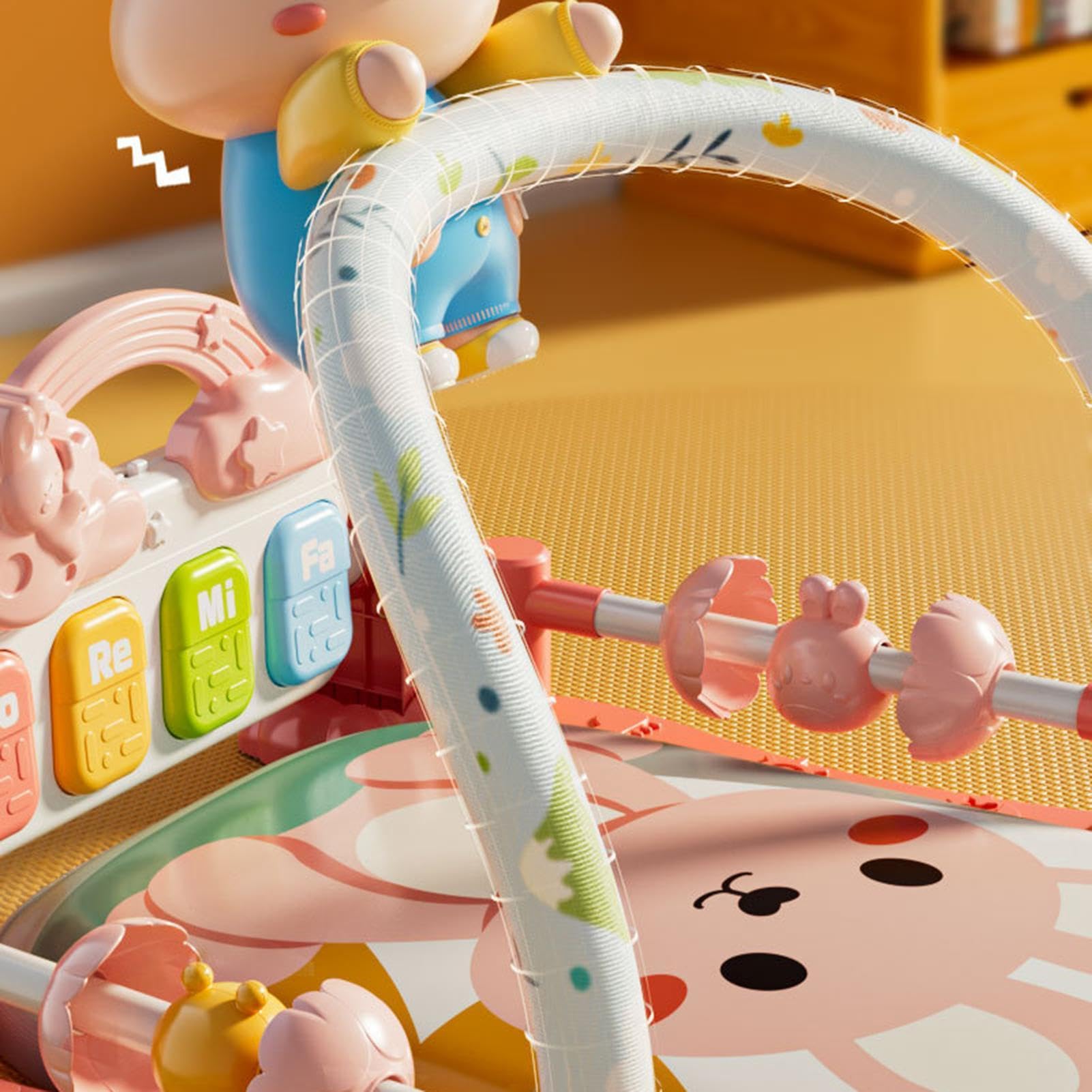 Colchoneta de Gimnasio Infantil con Música Luz Sonajeros y Juguetes | Centro de Actividades Musicales Colchoneta de Juego para Niños Niñas Preescolar Hogar Guardería Coche y