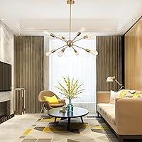 Vista 3 de Gold Sputnik Chandelier 8-Light Modern Gold Chandeliers for Dining Room Light Fixture Mid Century Ceiling Lighting Fixtures for Living Room Bedroom