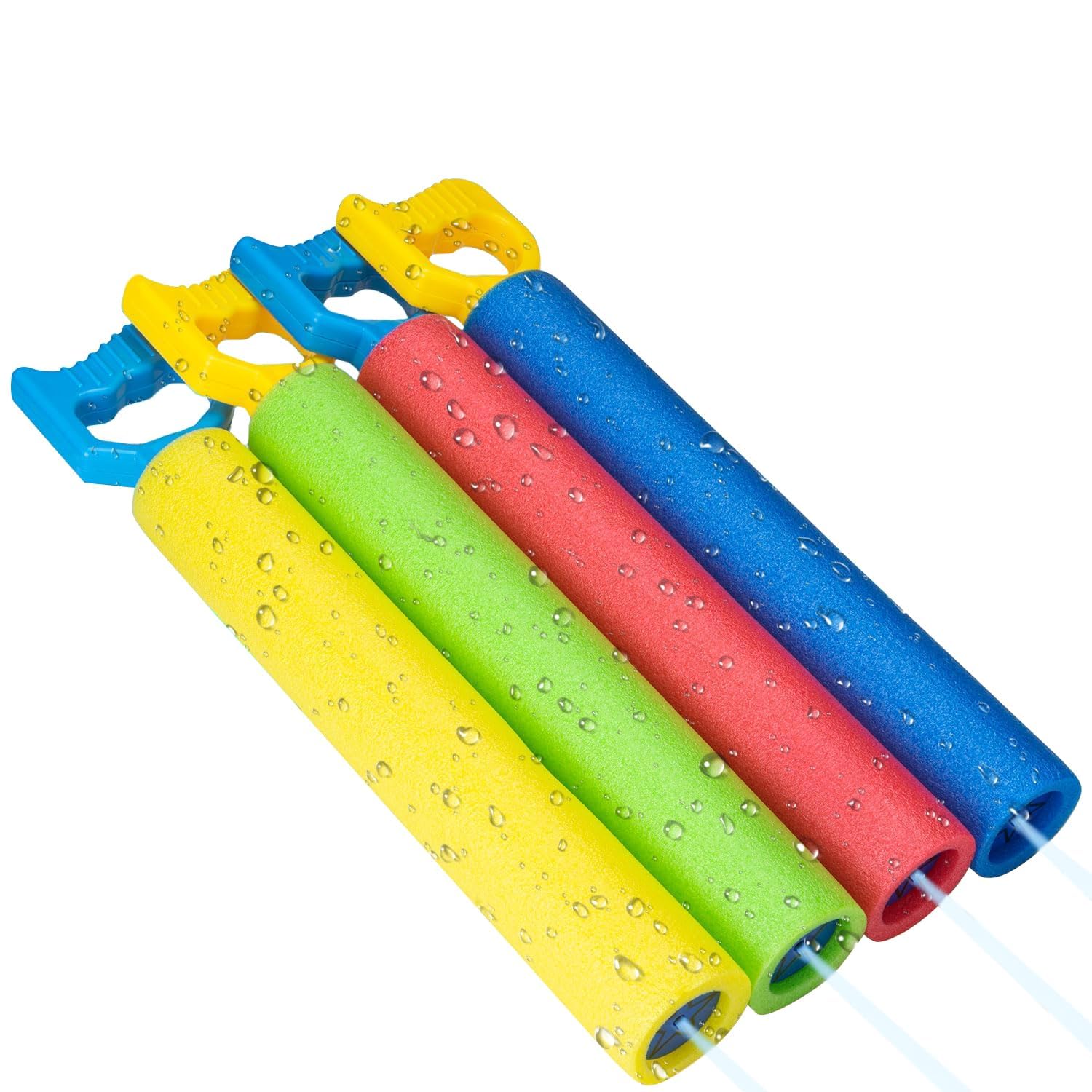 Pistolet na wodę, zestaw 4 sztuk, piankowe blastry o zasięgu 11,6 m, lekkie, pływające, letnie zabawki dla dzieci i dorosłych, na basen, do ogrodu, na plażę, 4 sztuki