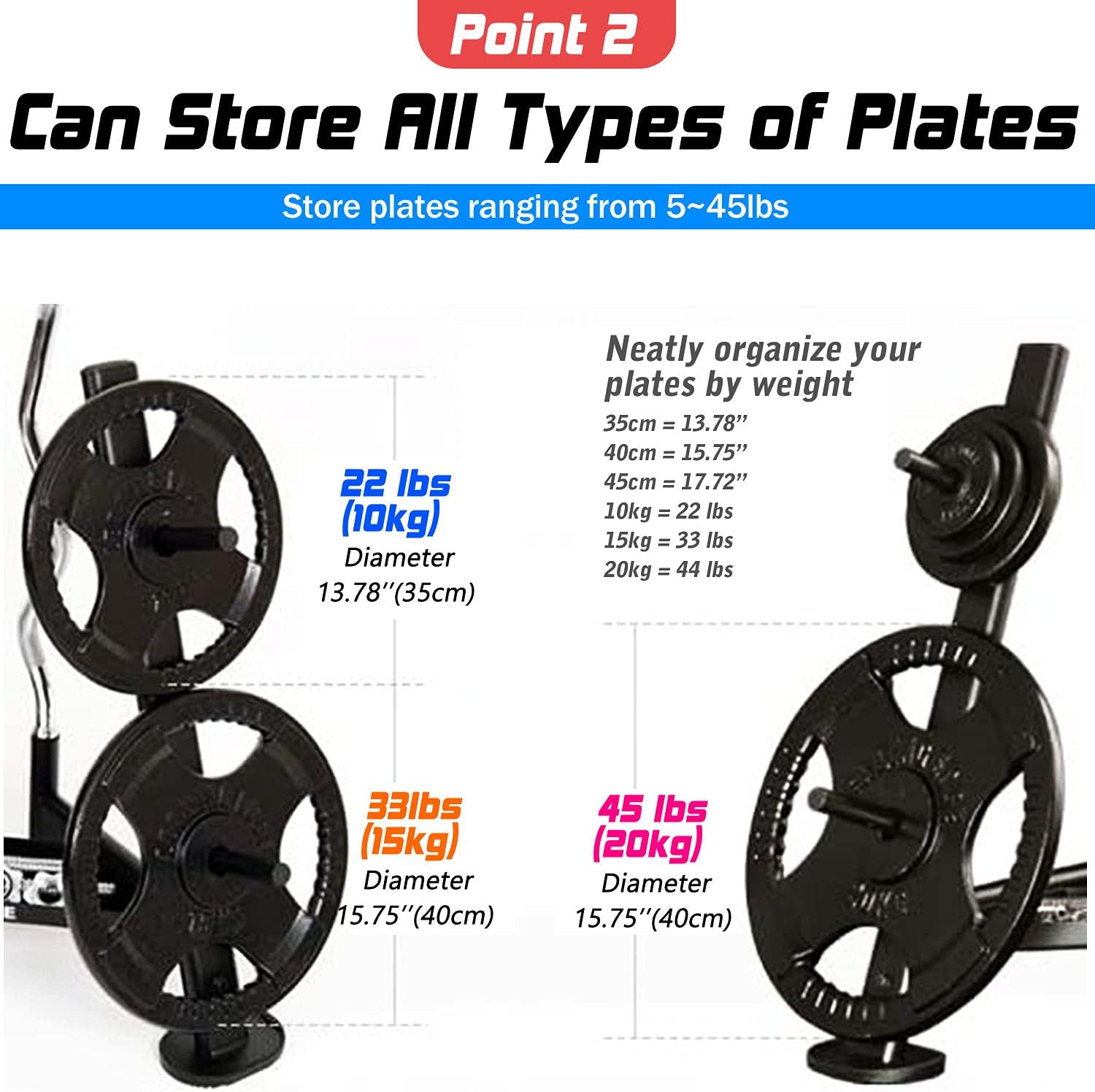 Barbell Olympic Plate Tree Storage-Dumbbell Weight Rack with 4,6,8 Weight Pegs 440~880LBS Capacity & Standard 1.1 Inch(28mm) Diameter Bar Holders [SFC-720]