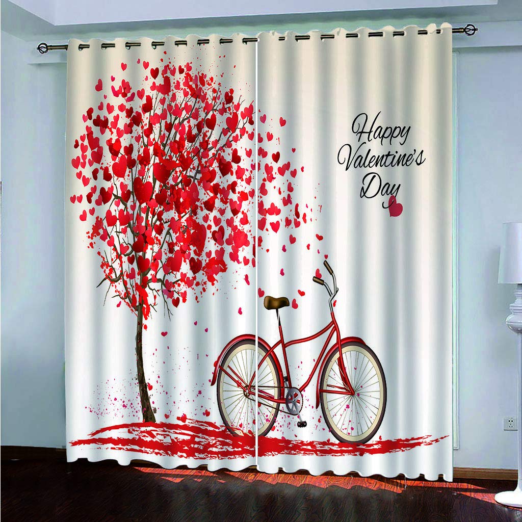 Tenda Occhielli Bici A Foglia Rossa Poliestere Tenda Stampato In 3D Tende Oscuranti Termiche Isolanti Per Casa Moderne Camera Da Letto Soggiorno Hotel 180x210cm