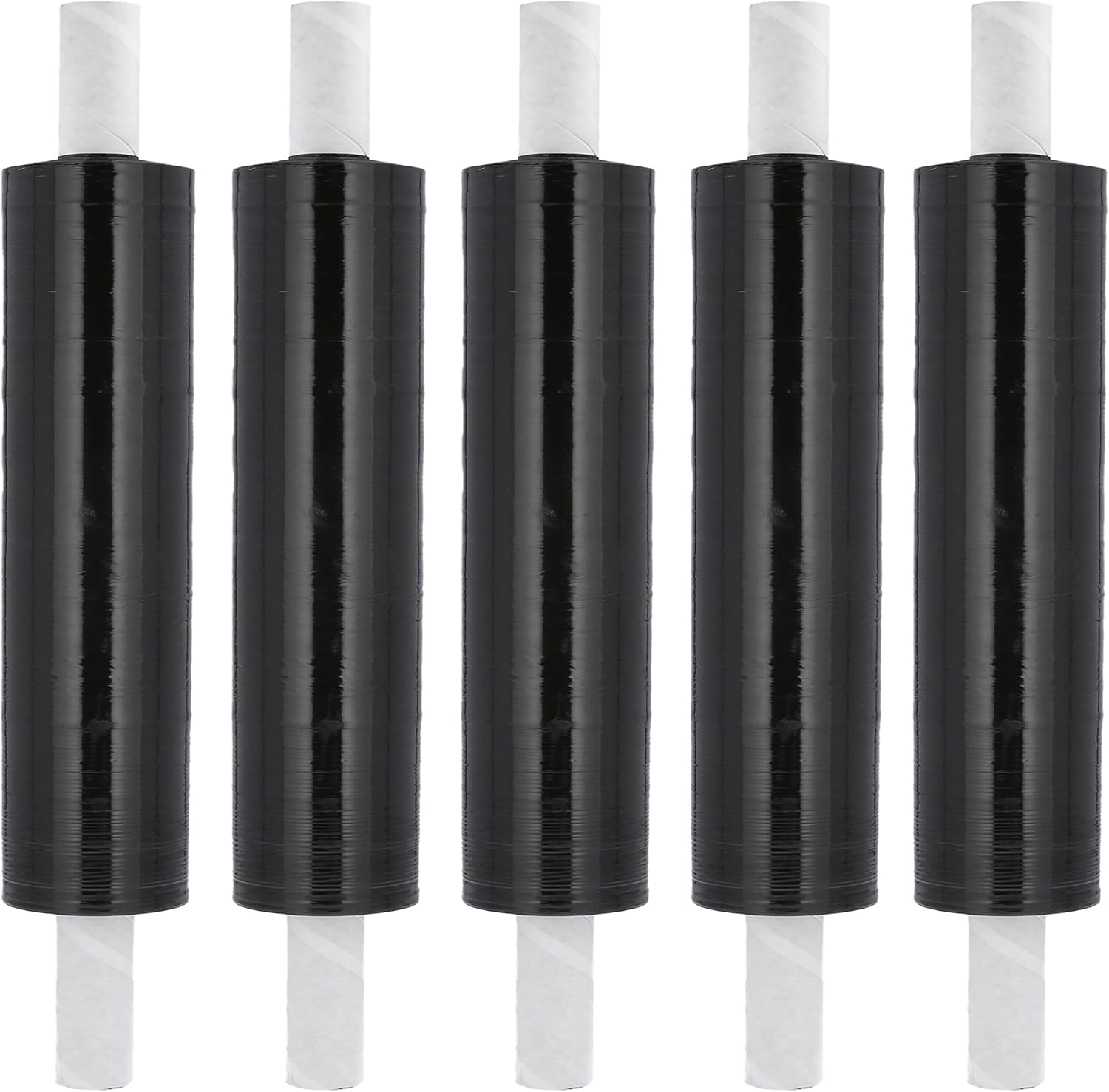 PSBM Dark Black Stretch Wrap with Handles 4 Rolls 30 Inch x 1000 Feet 80 Gauge, Heavy Duty Plastic Wrap Industrial Strength Shrink Film for Moving, Packing & Shipping
