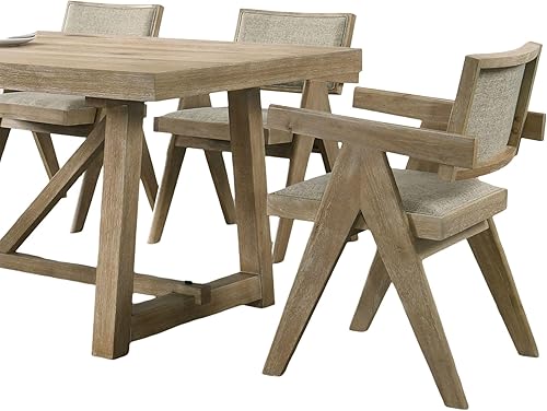 Miniatura 4 de Juego de 2 sillas de comedor para habitación, mesa y asiento para cocina, sillas tapizadas de tela contemporánea con brazos de tablones para