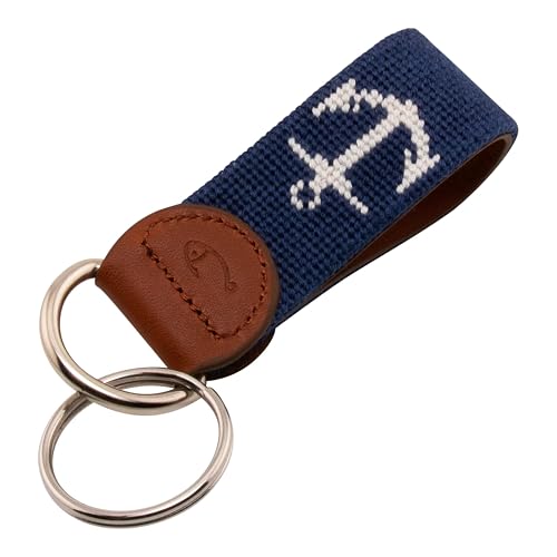 Leather Hand-Stitched Needlepoint Key Fob or Key Chain