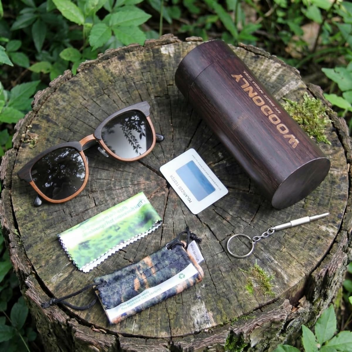 Gafas de Sol Retro de Madera Polarizadas - Gafas de Sol de Moda con Funda de Bambú para Hombre y Mujer Regalos Perfectos