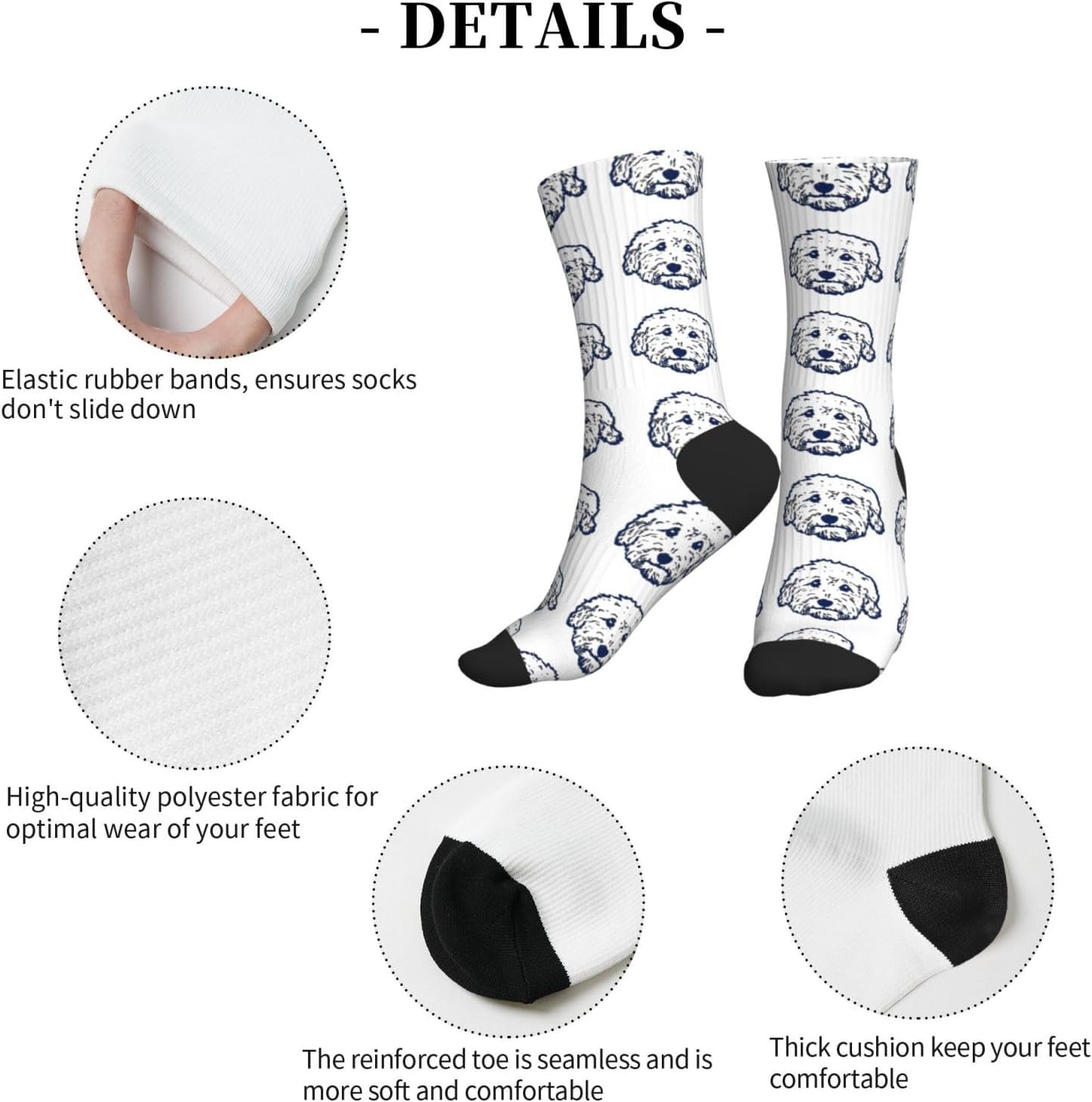 Cute Goldendoodle Unisex Funny Novelty Sport Socks, Funky Crazy Cool Soft Crew Socks - Image 6