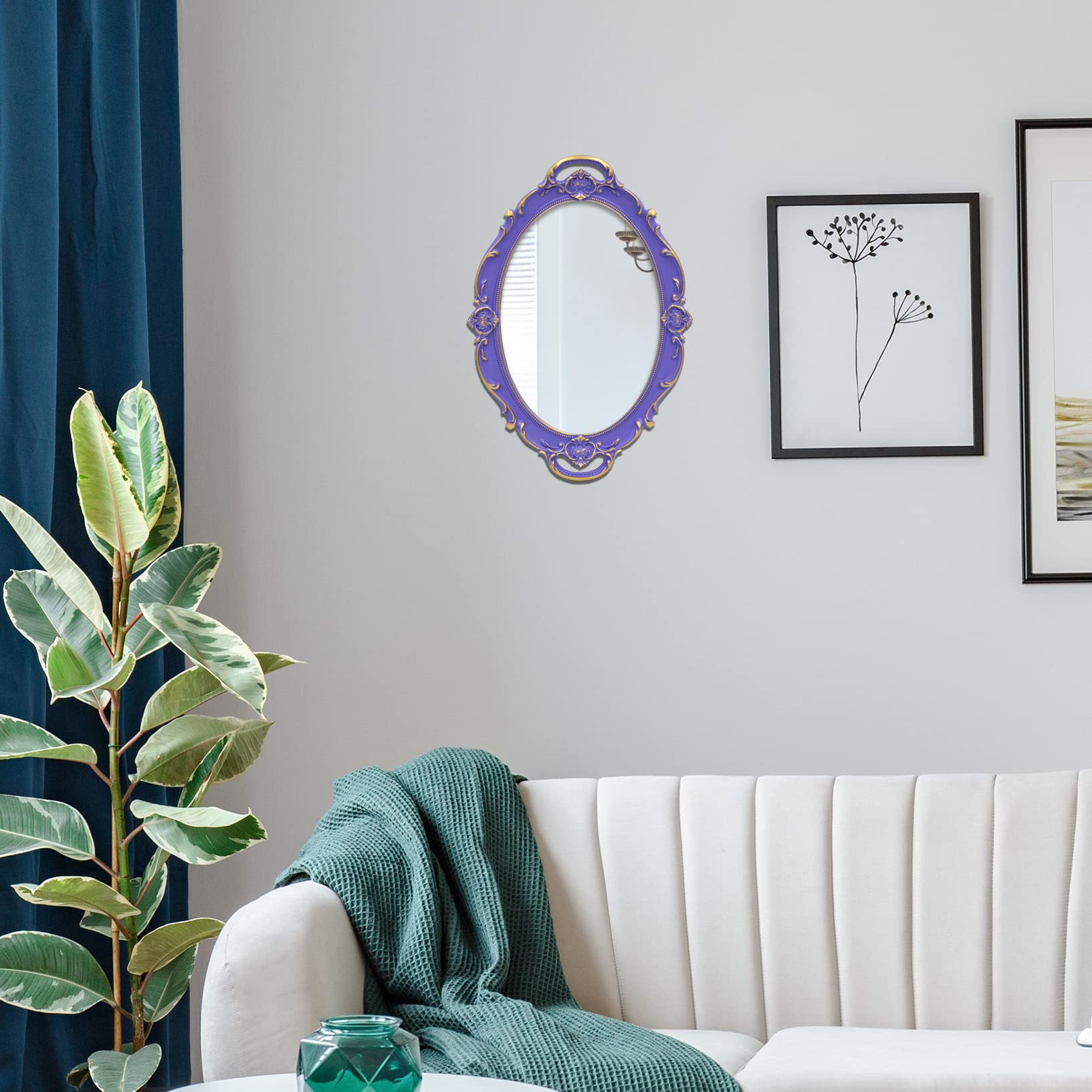 YCHMIR Vintage Small Wall Mirror 37 x 25.4 cm Oval Purple, 37L x 25.4W cm - Image 2