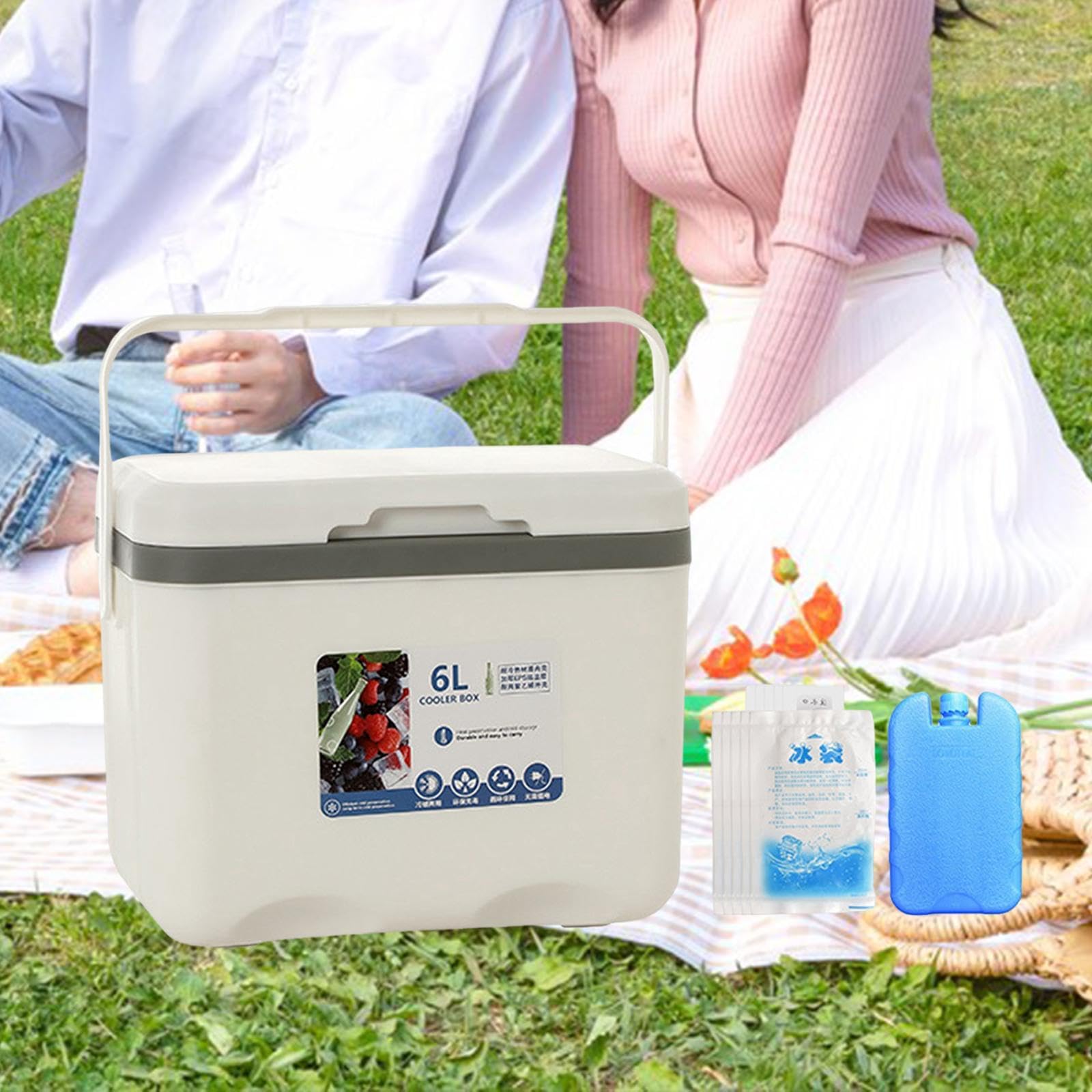 Nevera portátil con asa, Nevera Personal con Bolsa de Hielo para Acampar al Aire Libre, Cocina, Barbacoa, Picnic