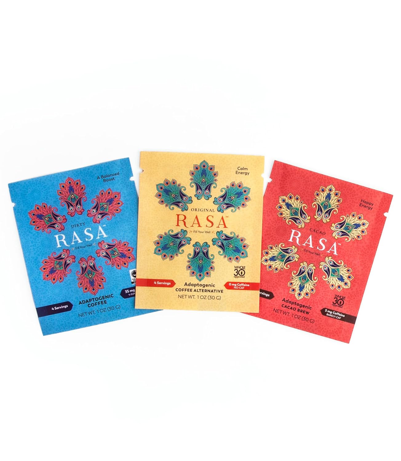 Rasa Taster Pack | Herbal Coffee Alternative with Ashwagandha, Chaga + Reishi for All-Day Energy + Focus - Organic, Adaptogens, Vegan, Keto, Whole30…