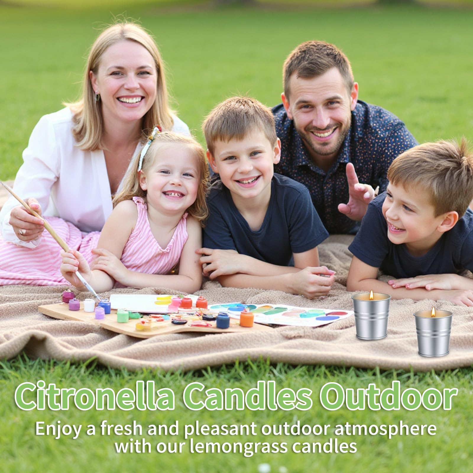 12 Stück Citronella Kerzen Outdoor, Citronella Kerze mit Sojawachs, Duftkerzen für Garten, Balkon, Picknick, Camping, Terrasse, Drinnen, Brenndauer Bis zu Ca. 240 Stunden