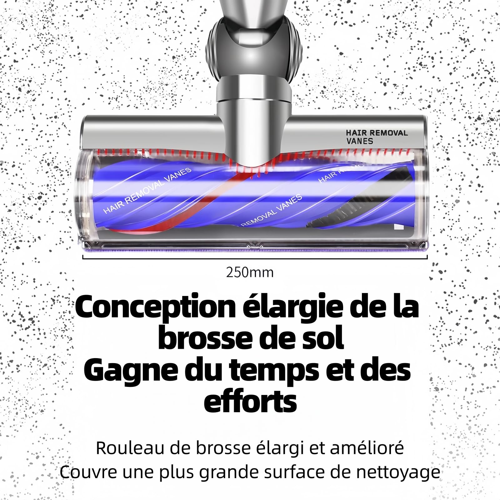 Tête de Brosse Anti-Emmêlement pour Dyson V7 V8 V10 V11 V15 | Brosse Electrique Motorisée Accessoire de Rechange pour Aspirateur, Embout Rouleau pour Poils d'Animaux Sols Durs et Tapis