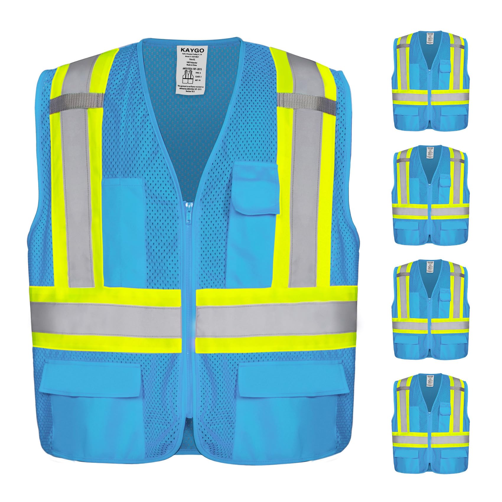 KAYGO Reflective High Vis Safety Vest with Pockets for Men and Women KG0100