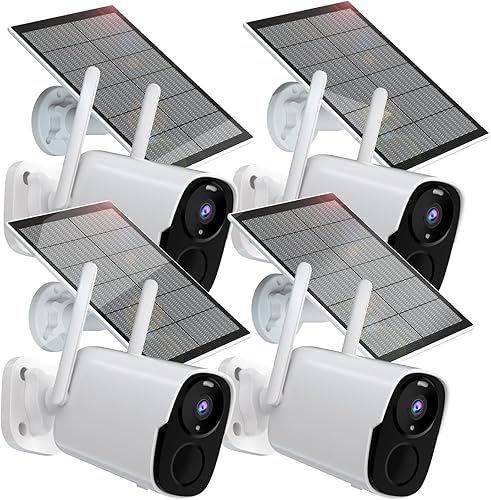 Rraycom Cámara solar de seguridad para exteriores, sistema WiFi con energía solar, cámara de vigilancia con visión nocturna a color 2K, conversación