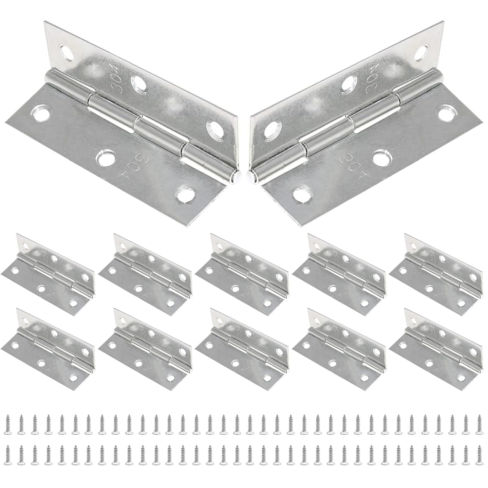 Mini Butt Hinges - 12 Pack Stainless Steel -13