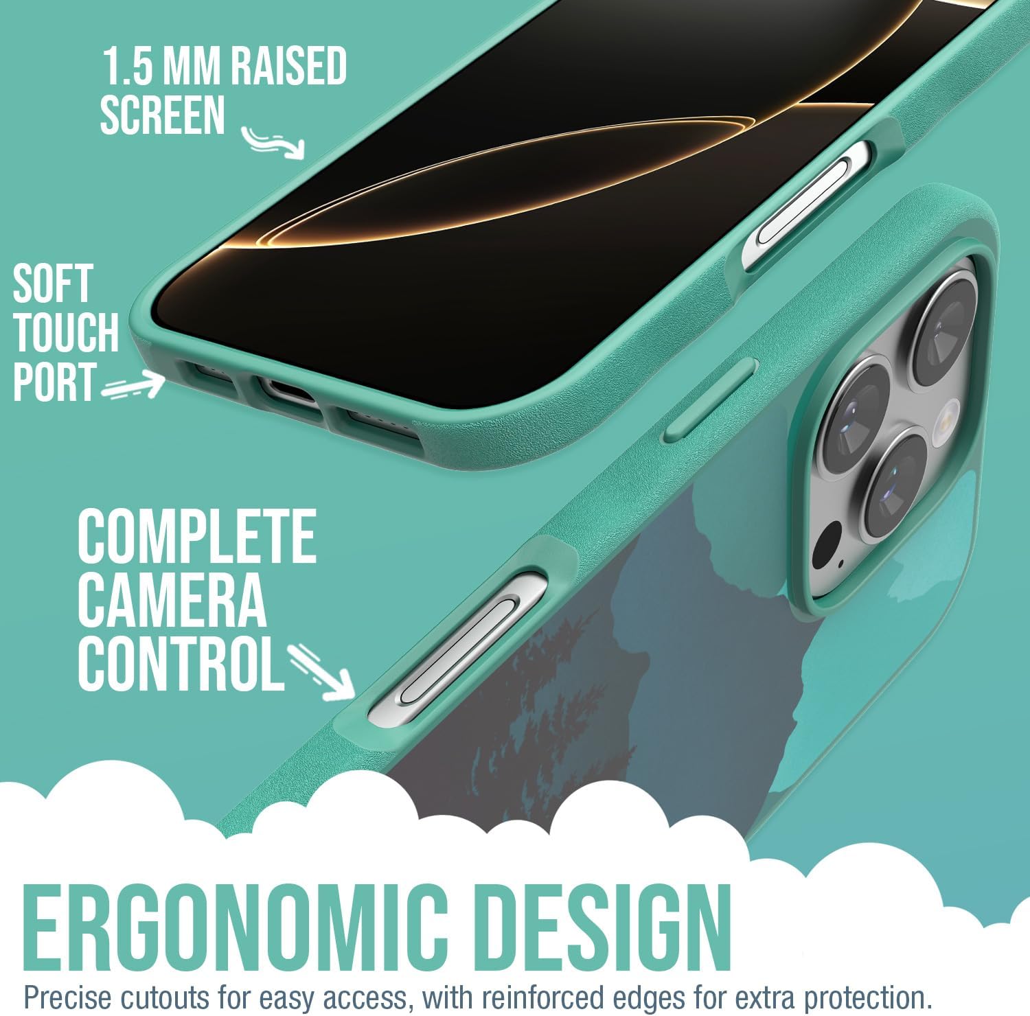 Smartish® iPhone 16 Pro Magnetic Case - Gripmunk Compatible with MagSafe [Lightweight + Protective] Slim & Thin Grip Cover with Microfiber Lining for Apple iPhone 16 Pro - Moving Mountains - Image 3