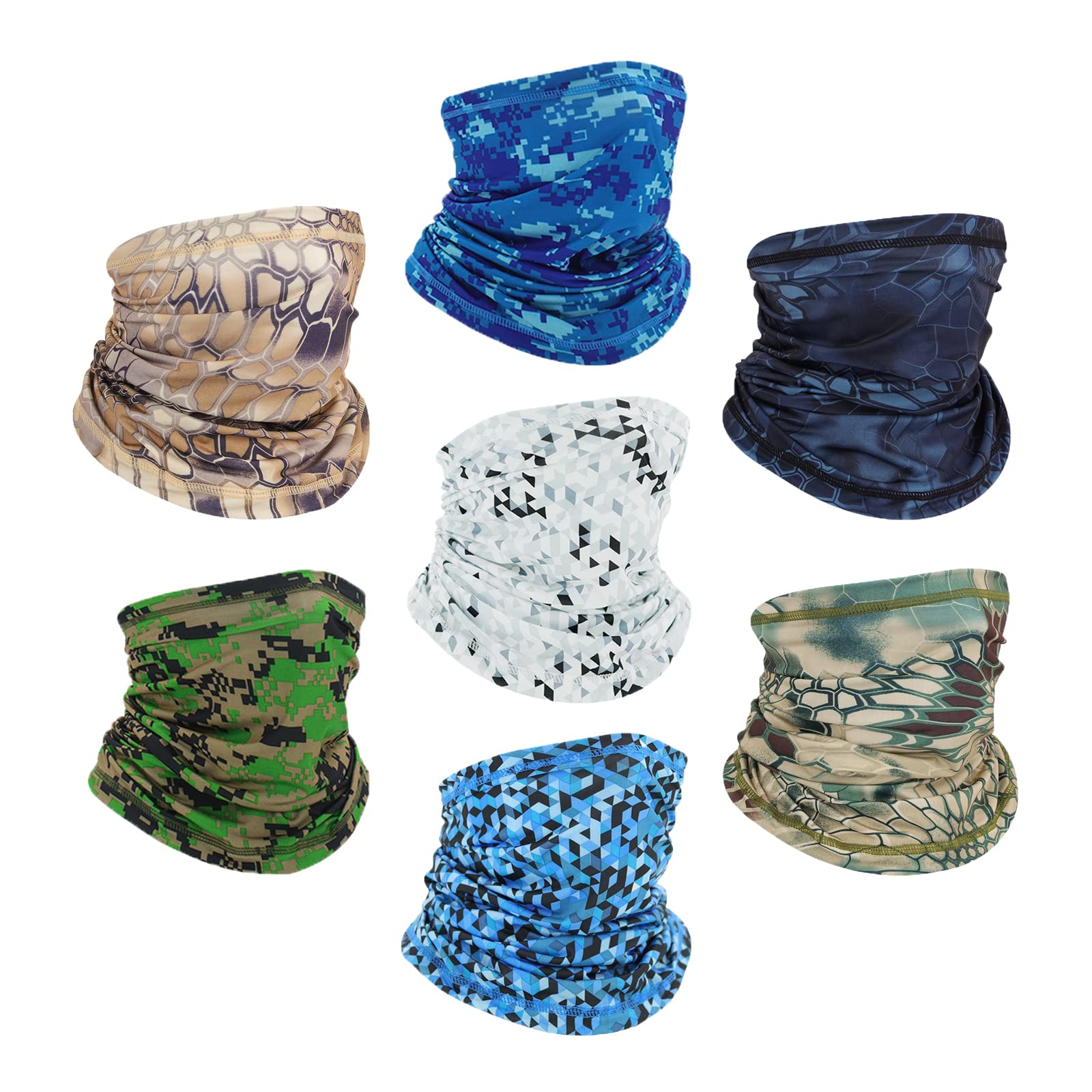 Bolsek7PCS Neck Gaiter Sun Protection Face Cover Scarf Breathable Face Mask for Men Women Neckwear for Outdoor Activities