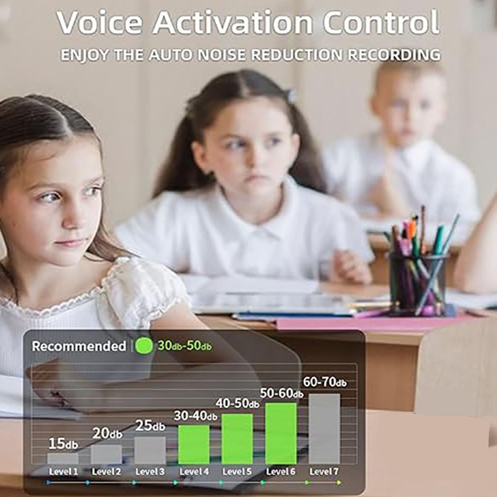 Mini Grabadora de Voz, Grabadora Magnética Activada por Voz con Reproducción, Dispositivo de Grabación de Audio con Reducción de Ruido para Conferencias, Reuniones, Entrevistas