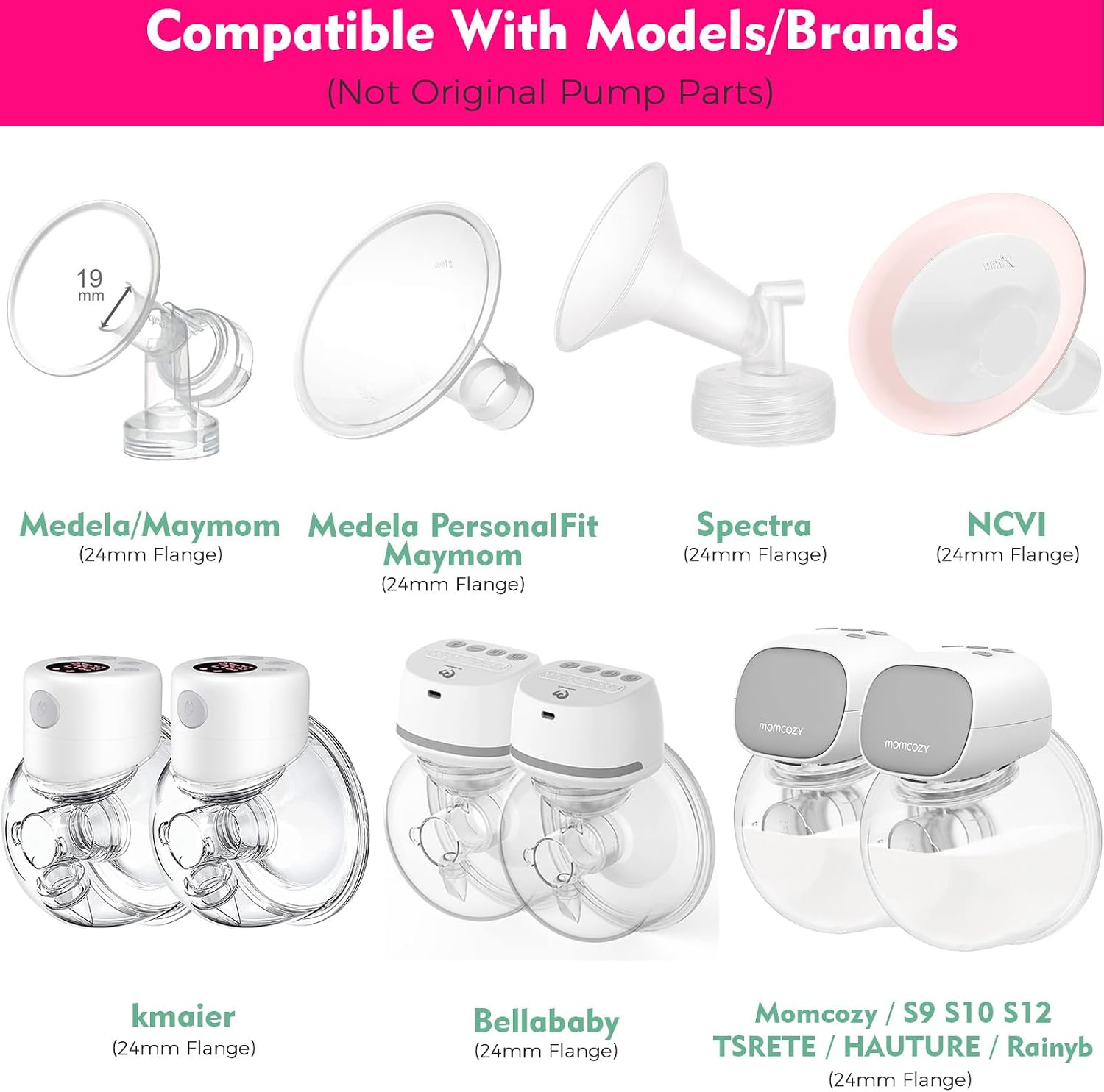 22mm Flange Insert Compatible with Momcozy S9 S10 S12 Pro, bluefair BIOBOO, S21, Bellababy, NCVI, kmaier, TSRETE, MomMed, NaNaLazy, NIRGU, Onlyeah, MomWills, Medela, Spectra 24mm Breast Pump