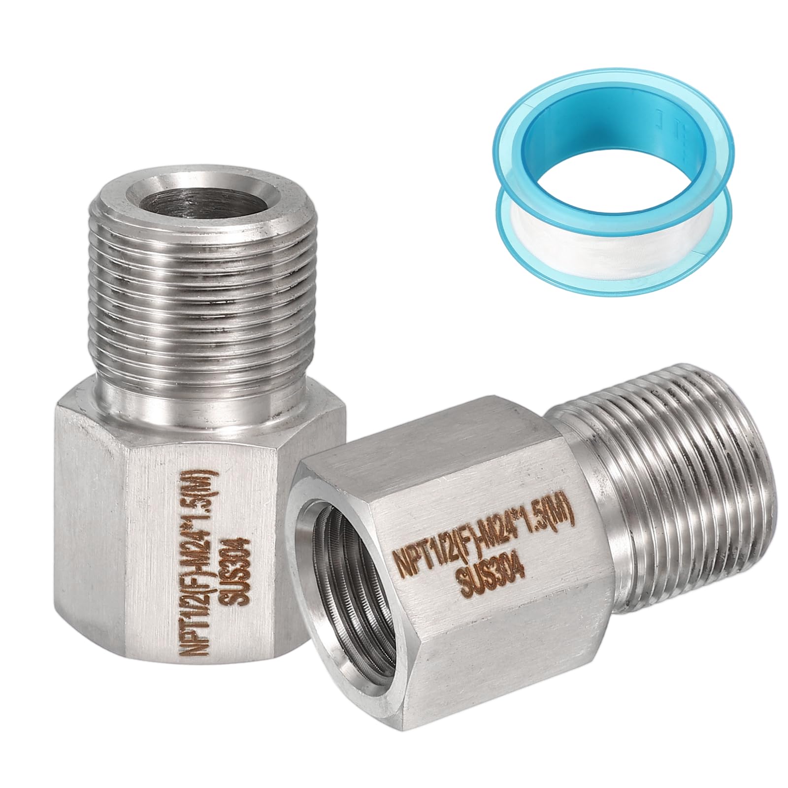 Raccord hexagonal femelle 1/2 NPT vers M24x1.5 en inox 304 pour conversion de tuyau