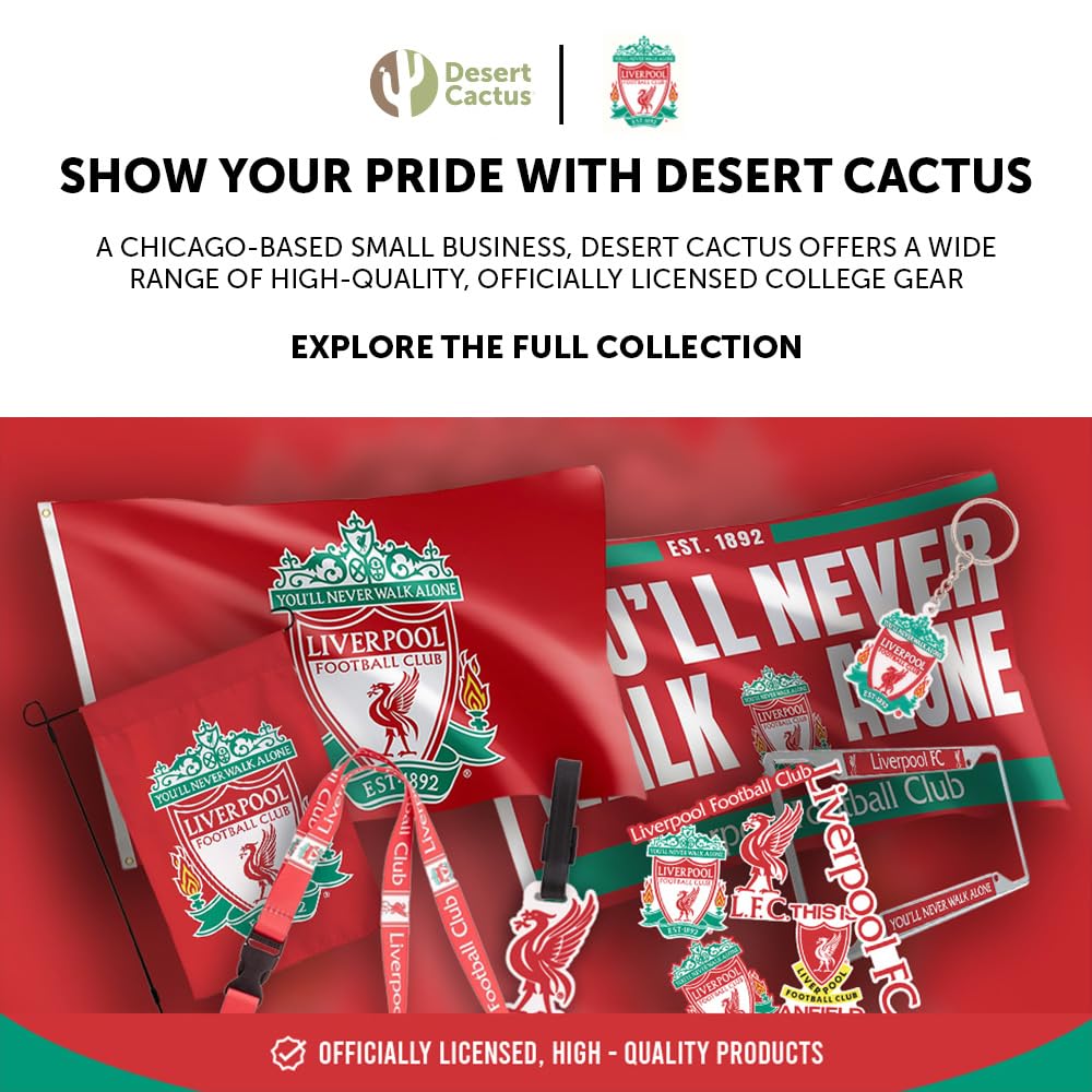 Desert Cactus Liverpool FC-Flagge, 90 x 152 cm, Fußball draußen (Flagge G) | Offiziell lizenziertes LFC Liverpool FC Reds Team-Logo-Banner, Merch, für Innen- und Außenbereich, 90 x 150 cm