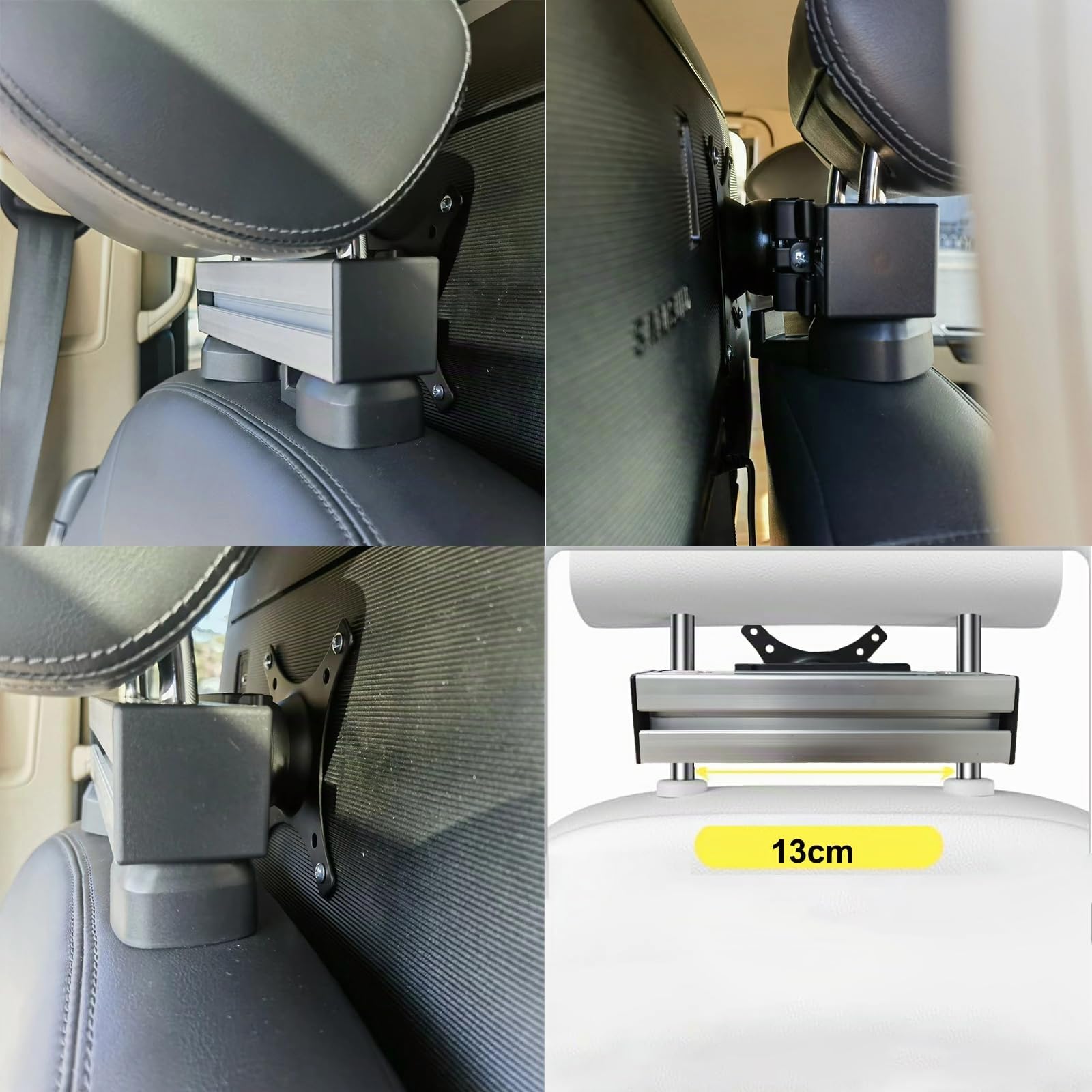 Campervan - Supporto per TV con poggiatesta VESA per TV da 12 a 24 pollici, fino a 13,6 kg, girevole, inclinabile, bloccabile per T4, T5, T6, camper e camper