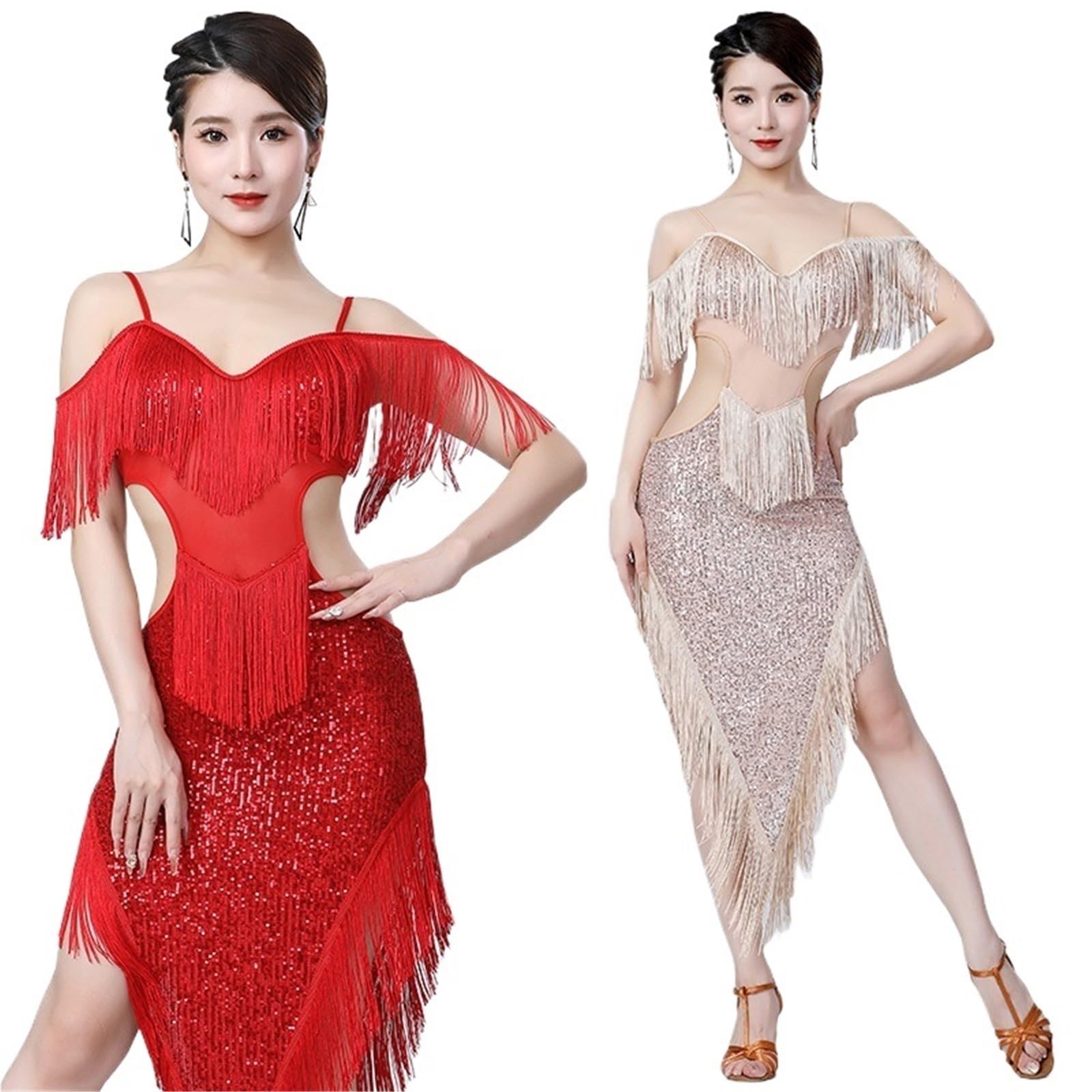 Latin Tanzkleid Latein-Tanzkleid for Damen, lateinamerikanische Kostüme, Fransenkleid for Für Tanz